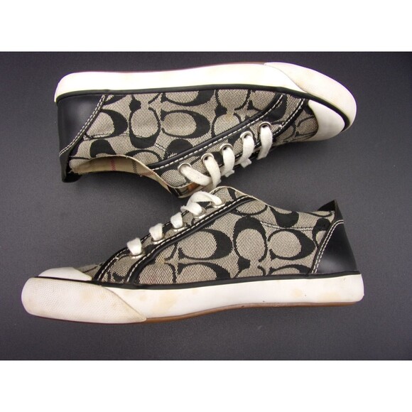 Coach Shoes Womens 5B Barrett Sneakers Black Logo Design F0007/J10 - Picture 10 of 11